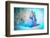 Little Girl with Mother in Princess Dress on a Background of a Winter Fairy Tale. Baby and Mom Snow-Miramiska-Framed Photographic Print