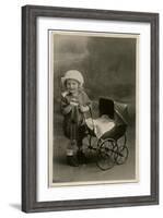 Little Girl with Toy Pram-null-Framed Art Print