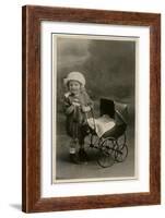 Little Girl with Toy Pram-null-Framed Art Print