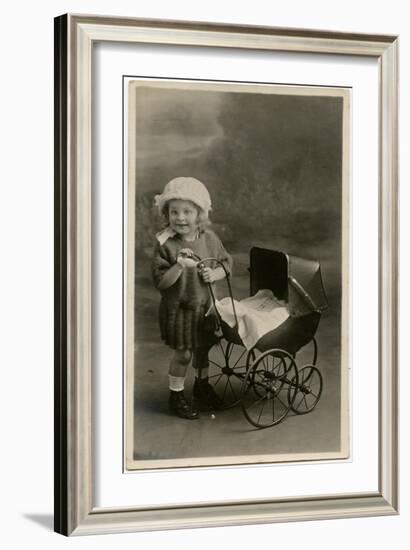 Little Girl with Toy Pram-null-Framed Art Print