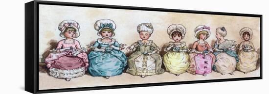 Little Girls at Tea Time-Vintage Apple Collection-Framed Stretched Canvas