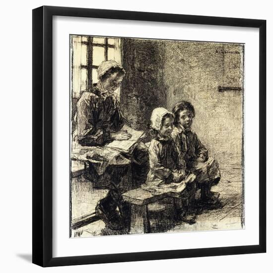 Little Girls at the School of Mont-Saint-Pere-Léon Augustin L'hermitte-Framed Giclee Print