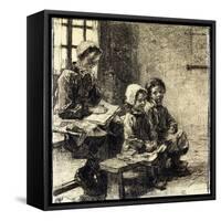 Little Girls at the School of Mont-Saint-Pere-Léon Augustin L'hermitte-Framed Stretched Canvas