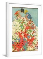 Little Girls in Field of Flowers-null-Framed Art Print