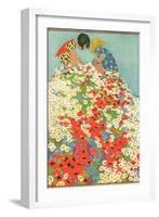 Little Girls in Field of Flowers-null-Framed Art Print