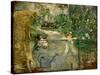 Little Girls in the Garden Or, the Basket Chair, 1885 (Oil on Canvas)-Berthe Morisot-Stretched Canvas