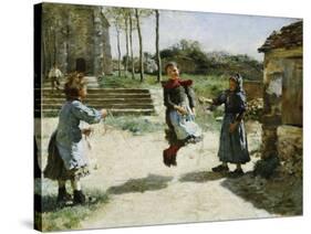 Little Girls Jumping Rope; Gamines Sautant a La Corde, 1888-Alphonse Etienne Dinet-Stretched Canvas