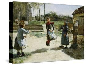 Little Girls Jumping Rope; Gamines Sautant a La Corde, 1888-Alphonse Etienne Dinet-Stretched Canvas