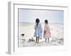 Little Girls on Beach with Flowers and Toy Sail Boat-Nora Hernandez-Framed Giclee Print