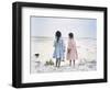 Little Girls on Beach with Flowers and Toy Sail Boat-Nora Hernandez-Framed Giclee Print