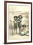 Little Girls on Beach-null-Framed Art Print