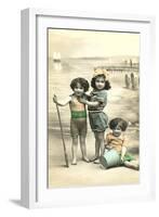 Little Girls on Beach-null-Framed Art Print