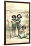 Little Girls on Beach-null-Framed Art Print