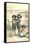 Little Girls on Beach-null-Framed Stretched Canvas