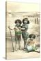 Little Girls on Beach-null-Stretched Canvas