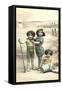 Little Girls on Beach-null-Framed Stretched Canvas