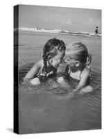 Little Girls Playing Together on a Beach-Lisa Larsen-Stretched Canvas