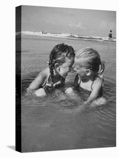 Little Girls Playing Together on a Beach-Lisa Larsen-Stretched Canvas