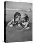 Little Girls Playing Together on a Beach-Lisa Larsen-Stretched Canvas