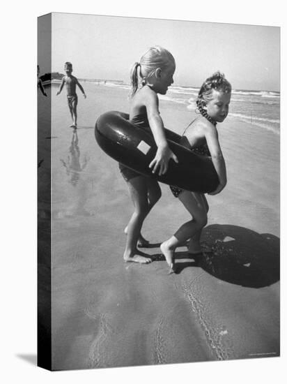 Little Girls Playing Together on a Beach-Lisa Larsen-Stretched Canvas