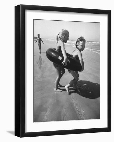 Little Girls Playing Together on a Beach-Lisa Larsen-Framed Photographic Print