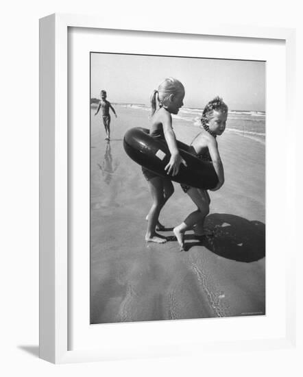 Little Girls Playing Together on a Beach-Lisa Larsen-Framed Photographic Print