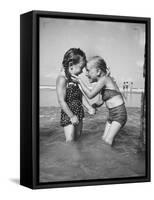 Little Girls Playing Together on a Beach-Lisa Larsen-Framed Stretched Canvas