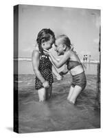 Little Girls Playing Together on a Beach-Lisa Larsen-Stretched Canvas