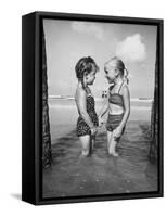 Little Girls Playing Together on a Beach-Lisa Larsen-Framed Stretched Canvas