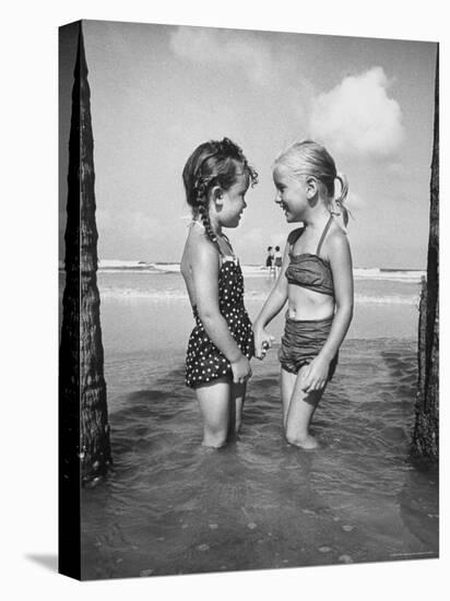 Little Girls Playing Together on a Beach-Lisa Larsen-Stretched Canvas