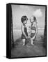 Little Girls Playing Together on a Beach-Lisa Larsen-Framed Stretched Canvas