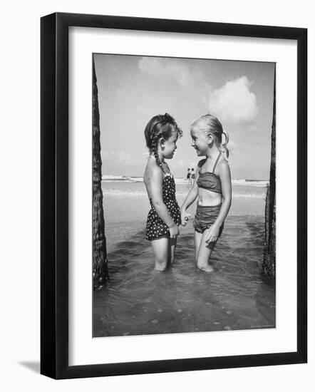 Little Girls Playing Together on a Beach-Lisa Larsen-Framed Photographic Print