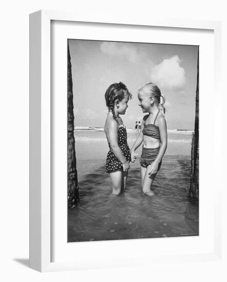 Little Girls Playing Together on a Beach-Lisa Larsen-Framed Photographic Print