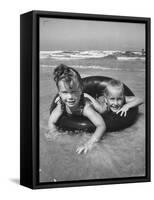 Little Girls Playing Together on a Beach-Lisa Larsen-Framed Stretched Canvas