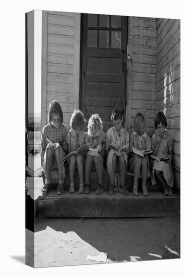 Little Girls Read their Lessons-Dorothea Lange-Stretched Canvas
