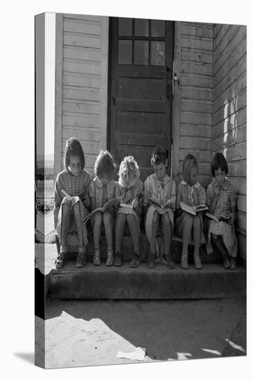 Little Girls Read their Lessons-Dorothea Lange-Stretched Canvas