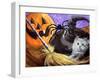 Little Gray Halloween Kitten-sylvia pimental-Framed Art Print