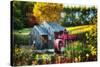 Little Grist Mill In Autumn Colors-George Oze-Stretched Canvas