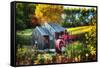 Little Grist Mill In Autumn Colors-George Oze-Framed Stretched Canvas