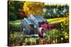 Little Grist Mill In Autumn Colors-George Oze-Stretched Canvas