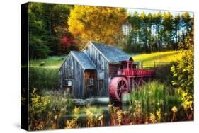 Little Grist Mill In Autumn Colors-George Oze-Stretched Canvas