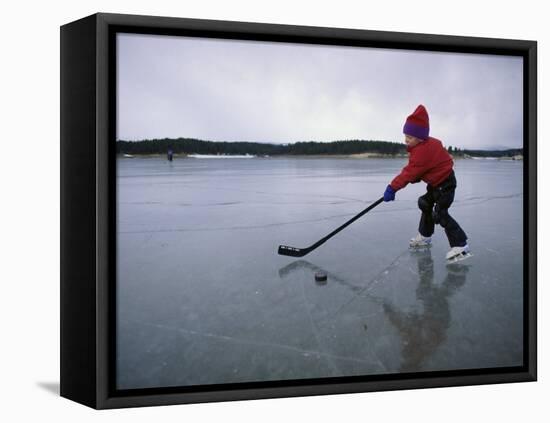 Little Hockey Player-null-Framed Stretched Canvas