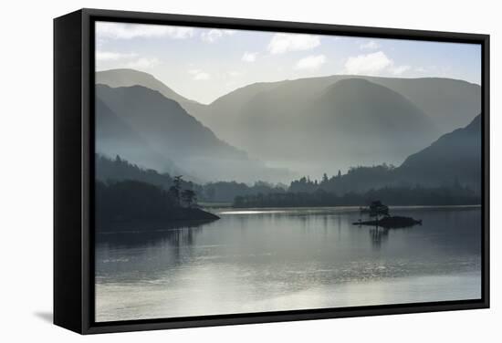 Little Island, Head of the Lake in November, Lake Ullswater-James Emmerson-Framed Stretched Canvas