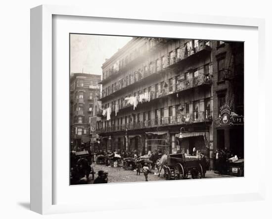 Little Italy, a Row of Tenements on Elizabeth St, New York, 1912-null-Framed Photo