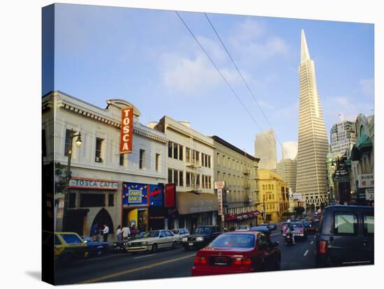 Little Italy, Columbus Avenue, North Beach, San Francisco, California, USA-Fraser Hall-Stretched Canvas