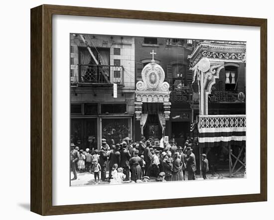 Little Italy, Street Altar to Our Lady of Help, Mott St., New York, 1908-null-Framed Photo