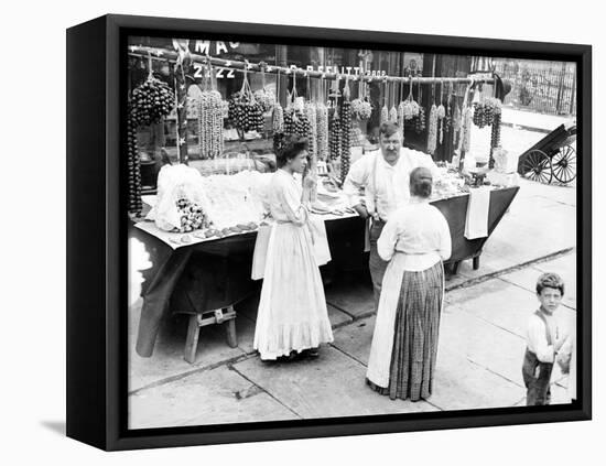 Little Italy, Vendor with Wares Displayed During a Festival, New York, 1930s-null-Framed Stretched Canvas