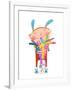 Little Kid Hugging Rabbits Funny Cute Toys. Little Girl or Boy Hugging Bunnies. Happy Child in Bunn-Popmarleo-Framed Art Print