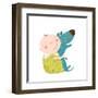 Little Kid Hugs Dog Best Happy Friends. Child Happiness Smiling with Friend Animal Pet, Vector Cart-Popmarleo-Framed Art Print