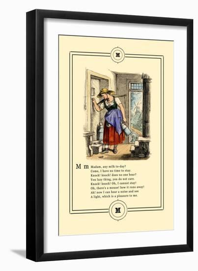 Little Lily's Alphabet: Madam, Any Milk Today?-Oscar Pletsch-Framed Art Print